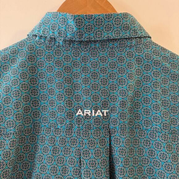 Ariat Men’s Button Up Collared Long Sleeve Cotton Shirt Stretch Blue Size Large - Picture 4 of 7